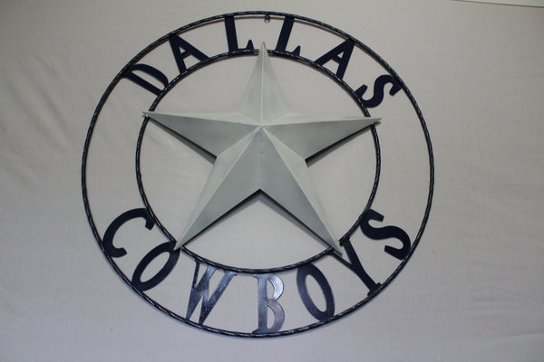DALLAS COWBOYS STAR METAL BARN LONE STAR WESTERN HOME DECOR BLUE & WHITE STAR, SIZE:24",32",36",40",42",44",46",50"