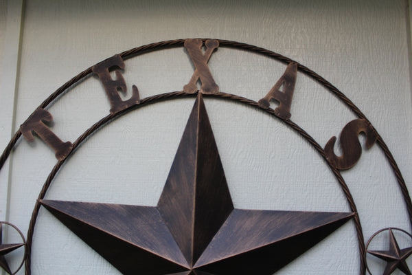 TEXAS 1836 RUSTIC BRONZE BARN STAR METAL LONE STAR TWISTED RING WESTERN HOME DECOR 24",32",36",40",50"-#EH10071