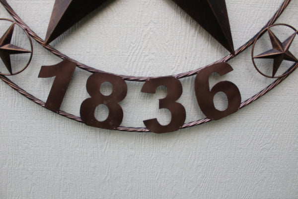 TEXAS 1836 RUSTIC BRONZE BARN STAR METAL LONE STAR TWISTED RING WESTERN HOME DECOR 24",32",36",40",50"-#EH10071