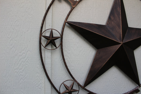 TEXAS 1836 RUSTIC BRONZE BARN STAR METAL LONE STAR TWISTED RING WESTERN HOME DECOR 24",32",36",40",50"-#EH10071