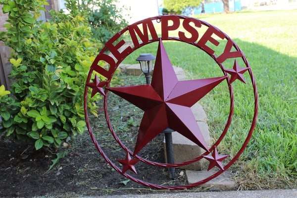KOLET FAMILY STYLE YOUR CUSTOM FAMILY NAME STAR METAL BARN STAR ROPE RING KOLET FAMILY WESTERN HOME DECOR VINTAGE RUSTIC BROWN NEW HANDMADE 24",32",34",36",40",42",44",46",50"
