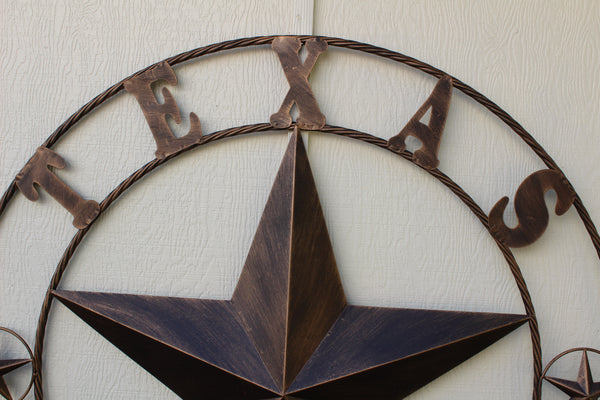 ITEM#EH10227 TEXAS LONESTAR BARN METAL STAR WESTERN HOME DECOR HANDMADE NEW RUSTIC BRONZE 24",32",36",50"