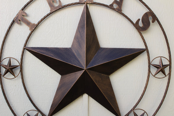 ITEM#EH10227 TEXAS LONESTAR BARN METAL STAR WESTERN HOME DECOR HANDMADE NEW RUSTIC BRONZE 24",32",36",50"