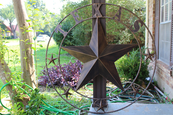 ITEM#EH10227 TEXAS LONESTAR BARN METAL STAR WESTERN HOME DECOR HANDMADE NEW RUSTIC BRONZE 24",32",36",50"