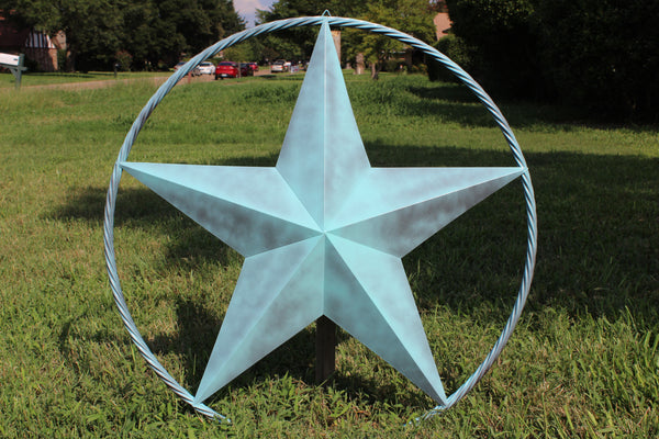 LONE STAR 48" METAL BARN STAR TWISTED ROPE RING RUSTIC BRONZE WESTERN HOME DECOR HANDMADE-#EH10014