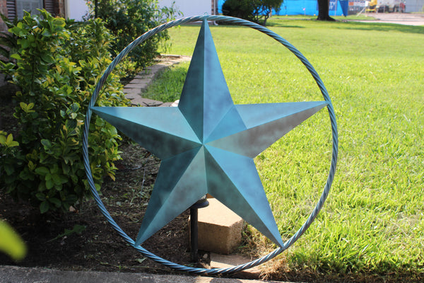 32" BARN STAR METAL LONESTAR TWISTED ROPE RING WESTERN HOME DECOR HANDMADE NEW-#EH10009