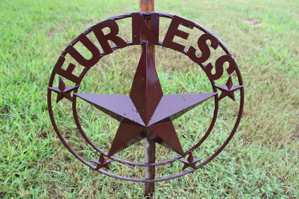 KOLET FAMILY STYLE YOUR CUSTOM FAMILY NAME STAR METAL BARN STAR ROPE RING KOLET FAMILY WESTERN HOME DECOR VINTAGE RUSTIC BROWN NEW HANDMADE 24",32",34",36",40",42",44",46",50"