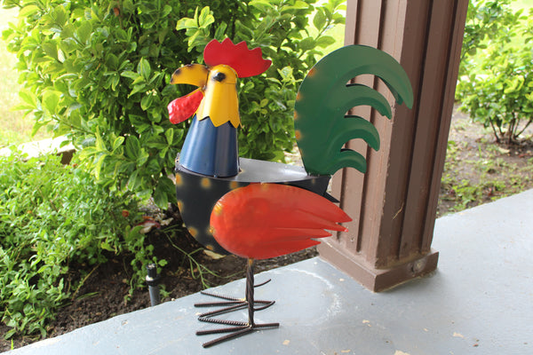 #RT6011 ROOSTER 21" CHICKEN ANIMAL SCULPTURE METAL DECOR ORNAMENT OUTDOOR OR INDOOR BIRD YARD ART HANDMADE