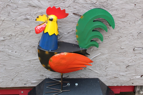 #RT6011 ROOSTER 21" CHICKEN ANIMAL SCULPTURE METAL DECOR ORNAMENT OUTDOOR OR INDOOR BIRD YARD ART HANDMADE