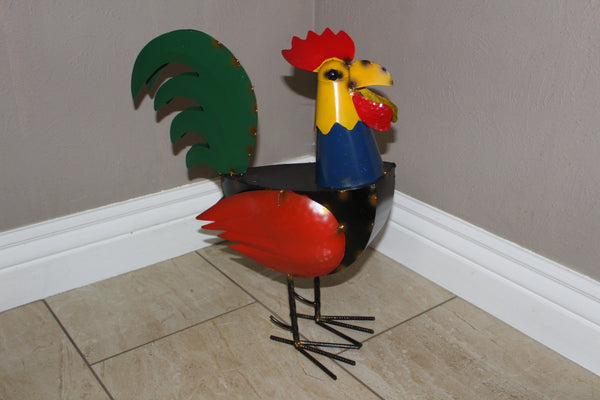 #RT6011 ROOSTER 21" CHICKEN ANIMAL SCULPTURE METAL DECOR ORNAMENT OUTDOOR OR INDOOR BIRD YARD ART HANDMADE