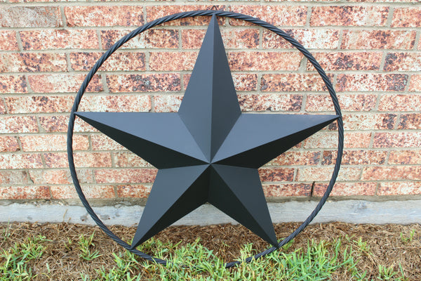 LONE STAR 48" METAL BARN STAR TWISTED ROPE RING RUSTIC BRONZE WESTERN HOME DECOR HANDMADE-#EH10014