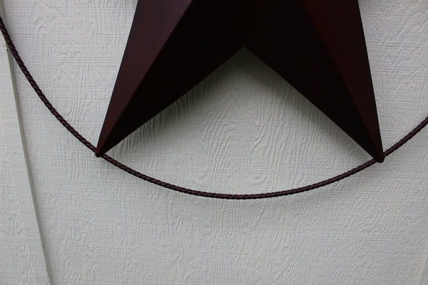 48" BARN LONE STAR WITH LARGE TWISTED ROPE RING METAL ART VINTAGE RUSTIC BURGUNDY RED NEW