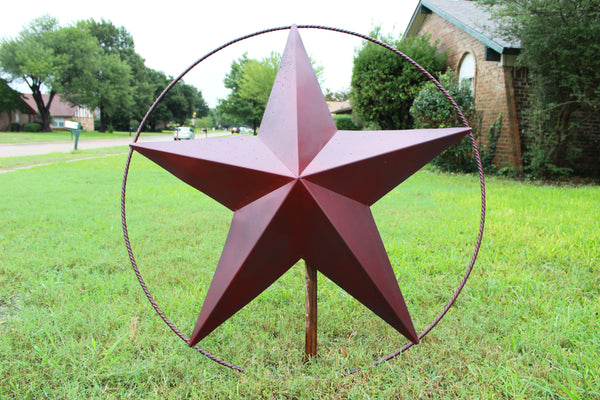 32" BARN STAR METAL LONESTAR TWISTED ROPE RING WESTERN HOME DECOR HANDMADE NEW-#EH10009