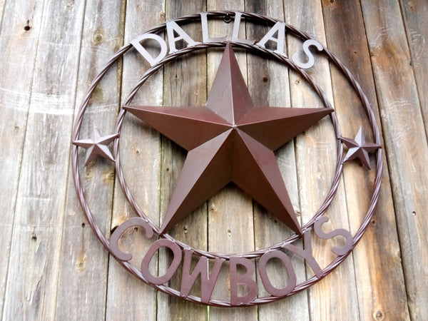 DALLAS COWBOYS BROWN STAR METAL ART WESTERN HOME WALL DECOR, SIZE:24",32",36",40",42",44",46",50"