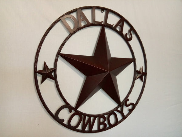 DALLAS COWBOYS BROWN STAR METAL ART WESTERN HOME WALL DECOR, SIZE:24",32",36",40",42",44",46",50"