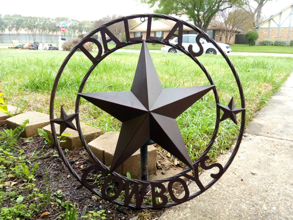 DALLAS COWBOYS BROWN STAR METAL ART WESTERN HOME WALL DECOR, SIZE:24",32",36",40",42",44",46",50"