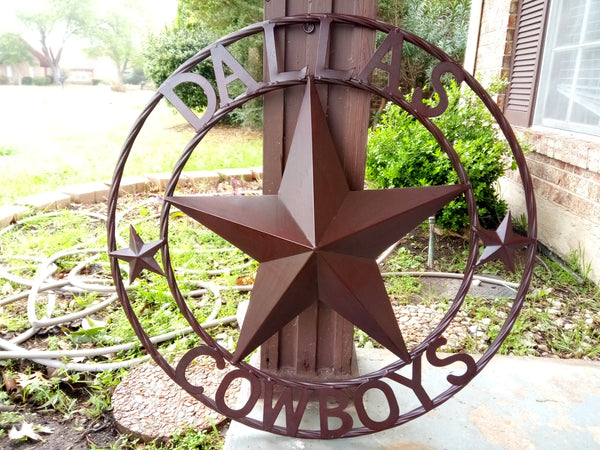 DALLAS COWBOYS BROWN STAR METAL ART WESTERN HOME WALL DECOR, SIZE:24",32",36",40",42",44",46",50"