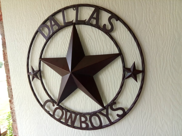 DALLAS COWBOYS BROWN STAR METAL ART WESTERN HOME WALL DECOR, SIZE:24",32",36",40",42",44",46",50"