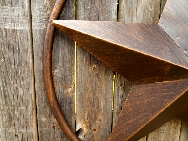 SOLID RING BRONZE BARN STAR METAL LONE STAR WESTERN HOME DECOR HANDMADE NEW 3" TO 38"-#EH10026