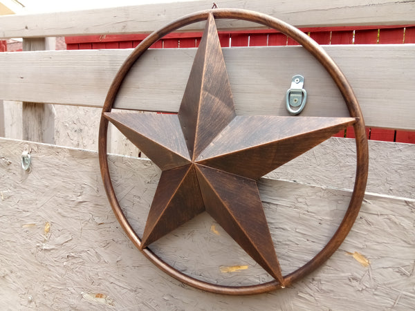 SOLID RING BRONZE BARN STAR METAL LONE STAR WESTERN HOME DECOR HANDMADE NEW 3" TO 38"-#EH10026