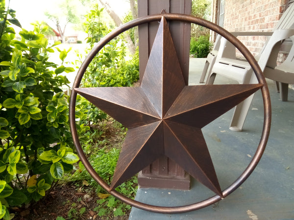 SOLID RING BRONZE BARN STAR METAL LONE STAR WESTERN HOME DECOR HANDMADE NEW 3" TO 38"-#EH10026