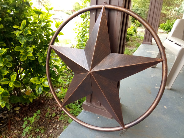 3" TO 38" RUSTIC BRONZE BARN STAR SOLID RING METAL LONE STAR WESTERN HOME DECOR HANDMADE-#EH10026