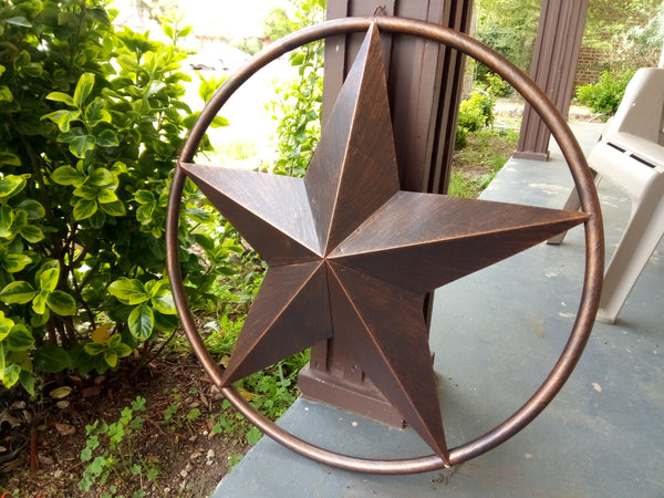 SOLID RING BRONZE BARN STAR METAL LONE STAR WESTERN HOME DECOR HANDMADE NEW 3" TO 38"-#EH10026