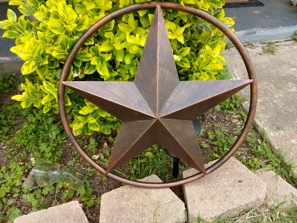 SOLID RING BRONZE BARN STAR METAL LONE STAR WESTERN HOME DECOR HANDMADE NEW 3" TO 38"-#EH10026