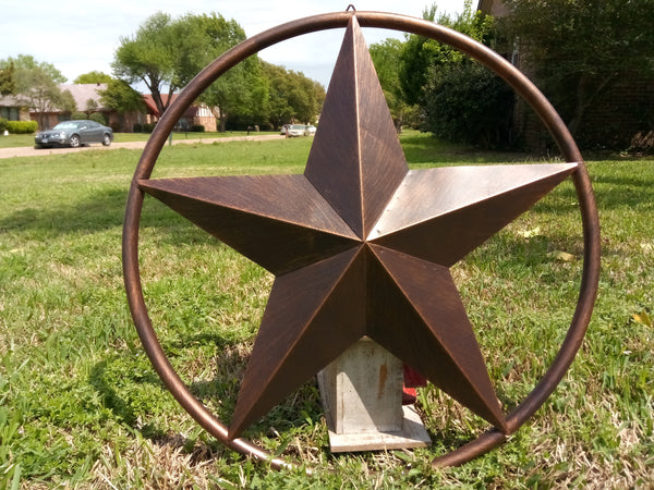 32" RUSTIC BRONZE SOLID RING METAL BARN LONE STAR WESTERN HOME DECOR HANDMADE NEW-#EH10027
