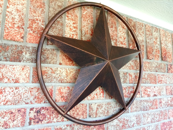 SOLID RING BRONZE BARN STAR METAL LONE STAR WESTERN HOME DECOR HANDMADE NEW 3" TO 38"-#EH10026