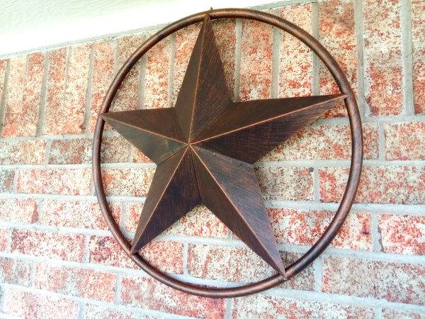 SOLID RING BRONZE BARN STAR METAL LONE STAR WESTERN HOME DECOR HANDMADE NEW 3" TO 38"-#EH10026