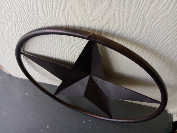 32" RUSTIC BRONZE SOLID RING METAL BARN LONE STAR WESTERN HOME DECOR HANDMADE NEW-#EH10027