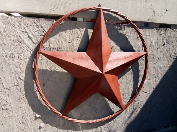 24", 32", 38", 48" ORANGE COPPER BARN LONE STAR WITH TWISTED ROPE RING DESIGN METAL WALL ART WESTERN HOME DECOR VINTAGE RUSTIC ORANGE COPPER NEW