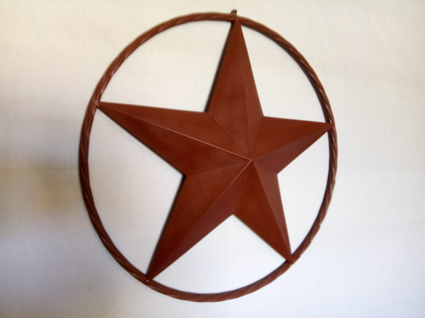 24", 32", 38", 48" ORANGE COPPER BARN LONE STAR WITH TWISTED ROPE RING DESIGN METAL WALL ART WESTERN HOME DECOR VINTAGE RUSTIC ORANGE COPPER NEW