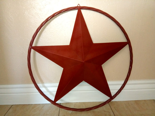 24", 32", 38", 48" ORANGE COPPER BARN LONE STAR WITH TWISTED ROPE RING DESIGN METAL WALL ART WESTERN HOME DECOR VINTAGE RUSTIC ORANGE COPPER NEW