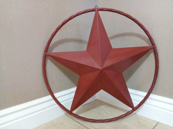 24", 32", 38", 48" ORANGE COPPER BARN LONE STAR WITH TWISTED ROPE RING DESIGN METAL WALL ART WESTERN HOME DECOR VINTAGE RUSTIC ORANGE COPPER NEW