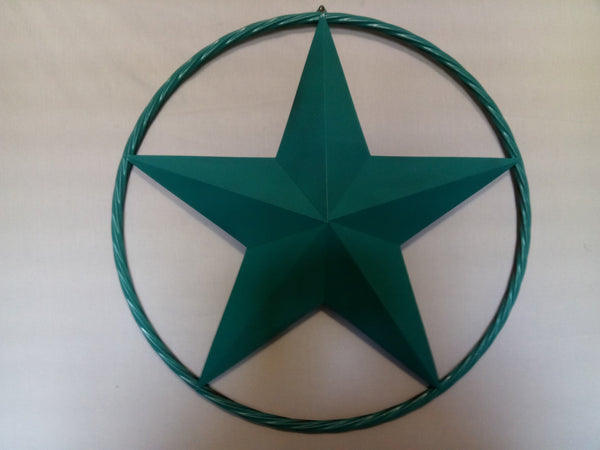 24", 32", 38" TEAL BARN LONE STAR WITH TWISTED ROPE RING DESIGN METAL WALL ART WESTERN HOME DECOR VINTAGE RUSTIC TEAL NEW