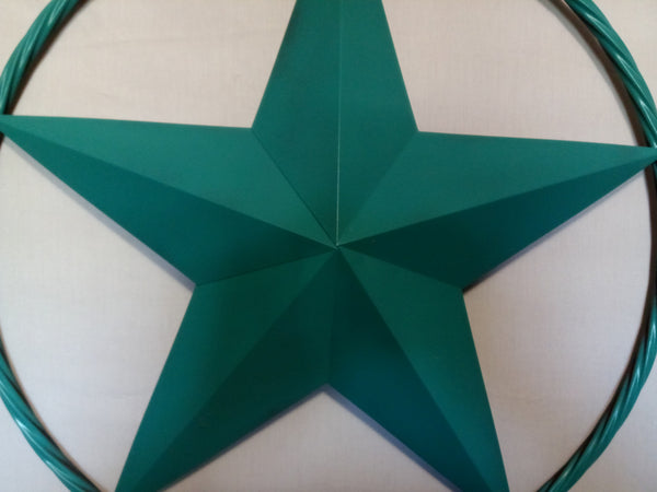24", 32", 38" TEAL BARN LONE STAR WITH TWISTED ROPE RING DESIGN METAL WALL ART WESTERN HOME DECOR VINTAGE RUSTIC TEAL NEW
