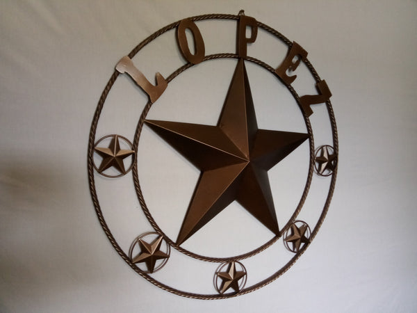 KOLET FAMILY STYLE YOUR CUSTOM FAMILY NAME STAR METAL BARN STAR ROPE RING KOLET FAMILY WESTERN HOME DECOR VINTAGE RUSTIC BROWN NEW HANDMADE 24",32",34",36",40",42",44",46",50"
