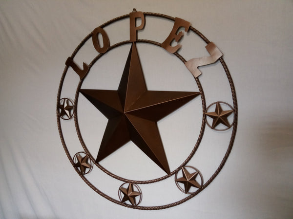 KOLET FAMILY STYLE YOUR CUSTOM FAMILY NAME STAR METAL BARN STAR ROPE RING KOLET FAMILY WESTERN HOME DECOR VINTAGE RUSTIC BROWN NEW HANDMADE 24",32",34",36",40",42",44",46",50"