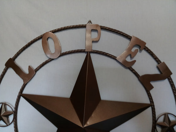 KOLET FAMILY STYLE YOUR CUSTOM FAMILY NAME STAR METAL BARN STAR ROPE RING KOLET FAMILY WESTERN HOME DECOR VINTAGE RUSTIC BROWN NEW HANDMADE 24",32",34",36",40",42",44",46",50"