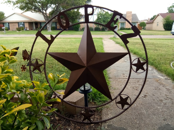 KOLET FAMILY STYLE YOUR CUSTOM FAMILY NAME STAR METAL BARN STAR ROPE RING KOLET FAMILY WESTERN HOME DECOR VINTAGE RUSTIC BROWN NEW HANDMADE 24",32",34",36",40",42",44",46",50"