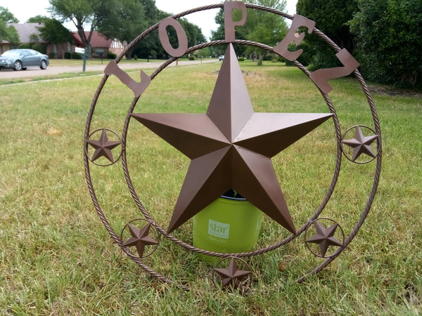 KOLET FAMILY STYLE YOUR CUSTOM FAMILY NAME STAR METAL BARN STAR ROPE RING KOLET FAMILY WESTERN HOME DECOR VINTAGE RUSTIC BROWN NEW HANDMADE 24",32",34",36",40",42",44",46",50"