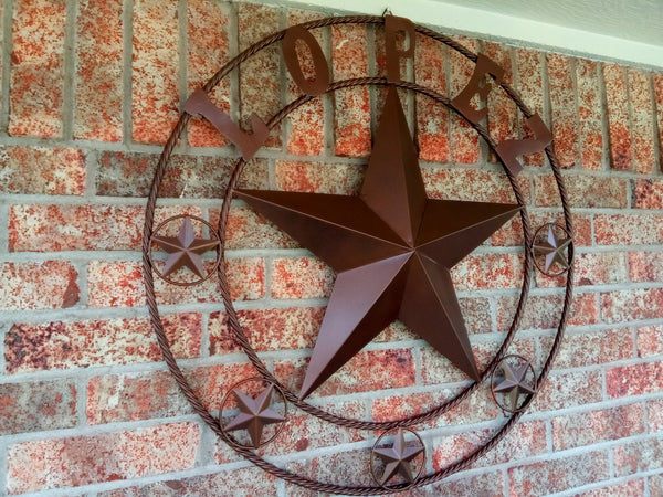 KOLET FAMILY STYLE YOUR CUSTOM FAMILY NAME STAR METAL BARN STAR ROPE RING KOLET FAMILY WESTERN HOME DECOR VINTAGE RUSTIC BROWN NEW HANDMADE 24",32",34",36",40",42",44",46",50"
