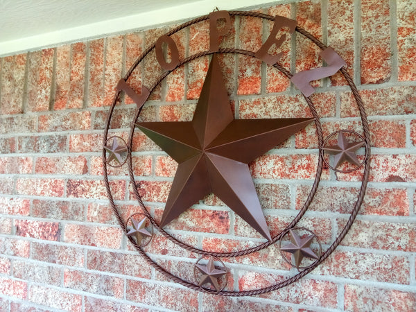 KOLET FAMILY STYLE YOUR CUSTOM FAMILY NAME STAR METAL BARN STAR ROPE RING KOLET FAMILY WESTERN HOME DECOR VINTAGE RUSTIC BROWN NEW HANDMADE 24",32",34",36",40",42",44",46",50"