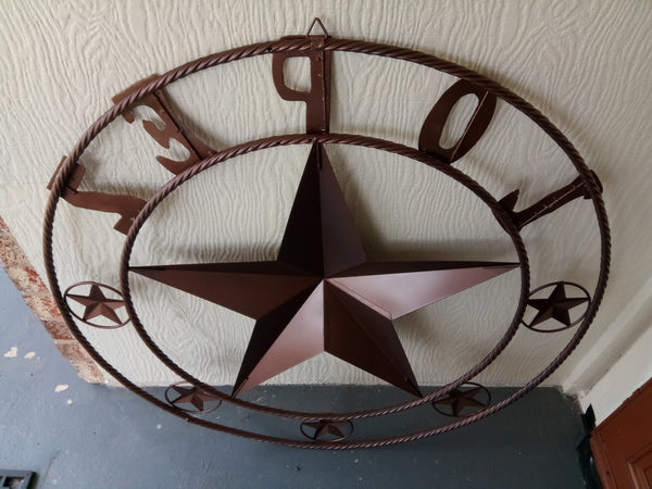 KOLET FAMILY STYLE YOUR CUSTOM FAMILY NAME STAR METAL BARN STAR ROPE RING KOLET FAMILY WESTERN HOME DECOR VINTAGE RUSTIC BROWN NEW HANDMADE 24",32",34",36",40",42",44",46",50"