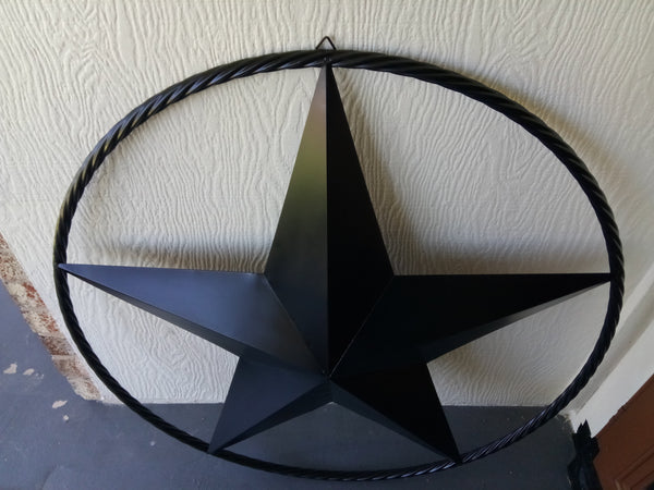 BLACK STAR BARN STAR METAL RUSTIC LONE STAR TWISTED ROPE RING WESTERN HOME DECOR HANDMADE NEW 3" - 96" #EH10608