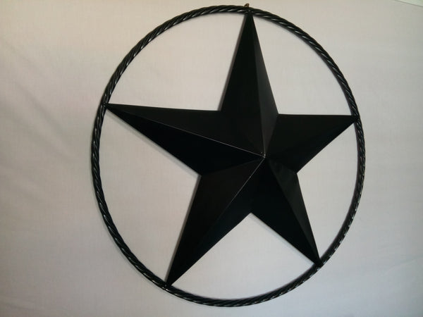 BLACK STAR BARN STAR METAL RUSTIC LONE STAR TWISTED ROPE RING WESTERN HOME DECOR HANDMADE NEW 3" - 96" #EH10608