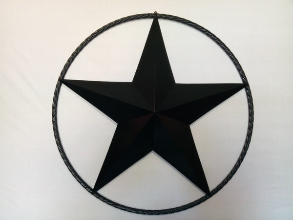 BLACK STAR BARN STAR METAL RUSTIC LONE STAR TWISTED ROPE RING WESTERN HOME DECOR HANDMADE NEW 3" - 96" #EH10608
