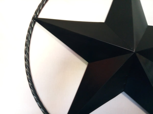 BLACK STAR BARN STAR METAL RUSTIC LONE STAR TWISTED ROPE RING WESTERN HOME DECOR HANDMADE NEW 3" - 96" #EH10608